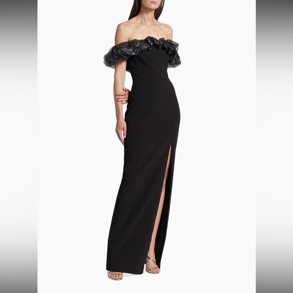 ML Monique Lhuillier - Michaela Crepe Off-the-Shoulder Gown - Size 4 - NWT - Picture 2 of 16
